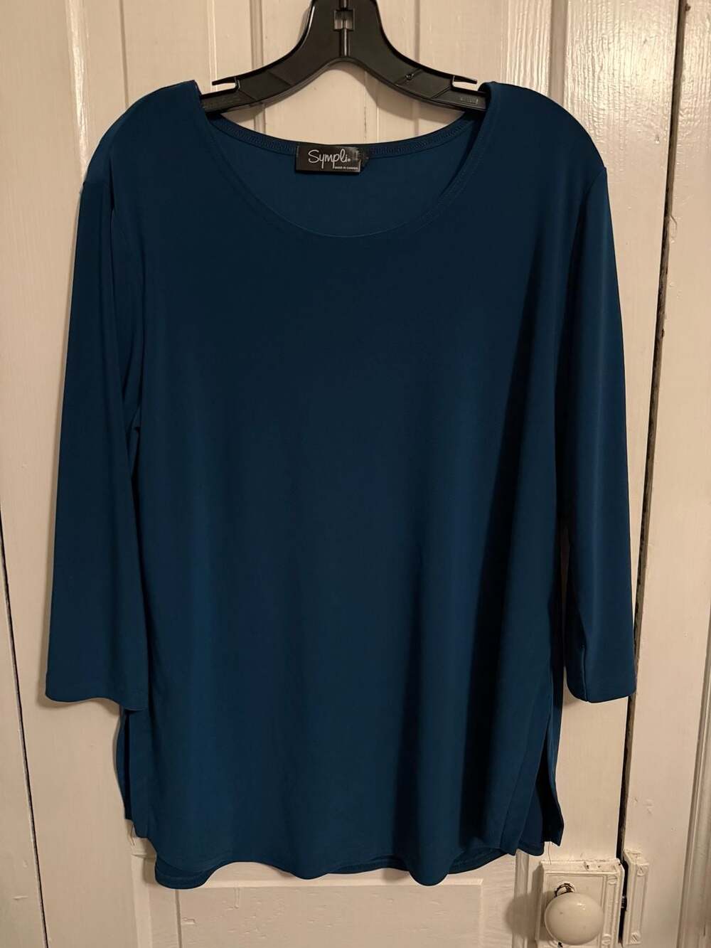 Sympli Go To Classic Relaxed 3/4 Sleeve Teal Top 14